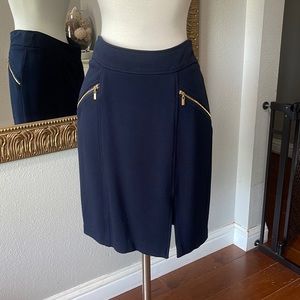 Cache Navy Skirt with Gold Zippers